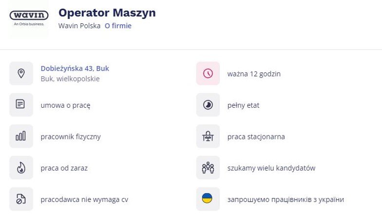 Oferta Operator Maszyn