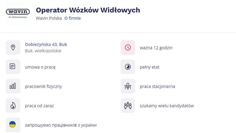 Oferta Operator Wózków