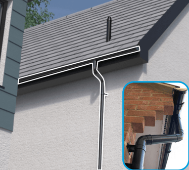 Wavin Rainwater guttering used on roof of residential house