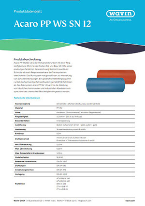 Produktdatenblatt Acaro PP WS SN12